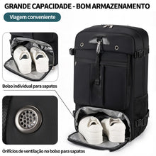 Carregar imagem no visualizador da galeria, Mochila Viagem 60L Impermeável Multifuncional com Carregador e Compartimento Sapatos