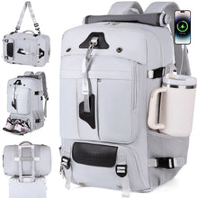 Carregar imagem no visualizador da galeria, Mochila Viagem 60L Impermeável Multifuncional com Carregador e Compartimento Sapatos