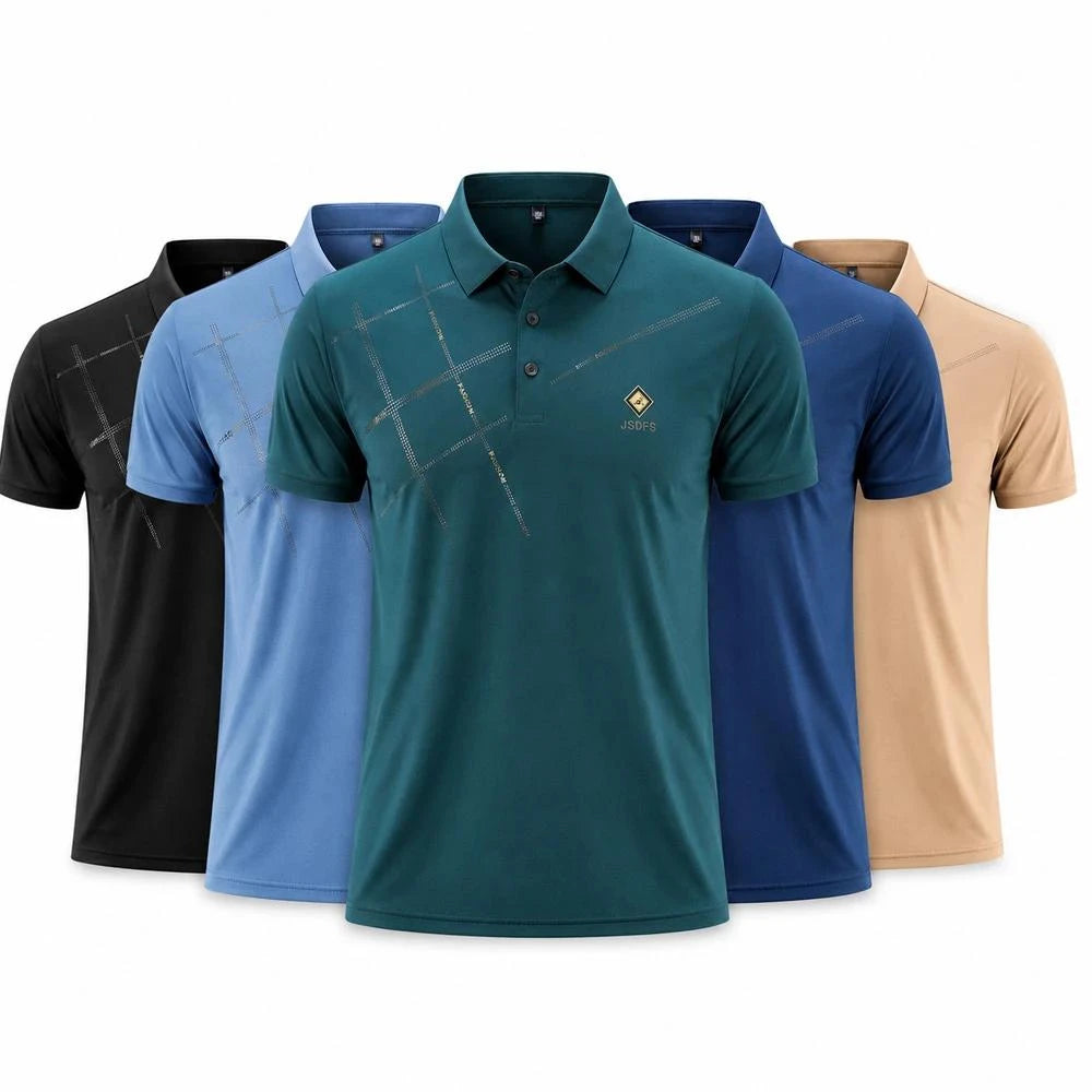 [LEVE 5 PAGUE 3] Polo Masculina Aurion em Seda Gelo e Elastano Premium (Visual de Quem Lidera)