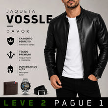 Carregar imagem no visualizador da galeria, [LEVE 2 PAGUE 1] Jaqueta Masculina Vossler em Couro Legítimo Premium +BRINDES: Relógio, Cinto e Carteira
