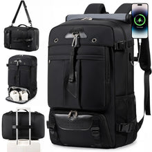 Carregar imagem no visualizador da galeria, Mochila Viagem 60L Impermeável Multifuncional com Carregador e Compartimento Sapatos
